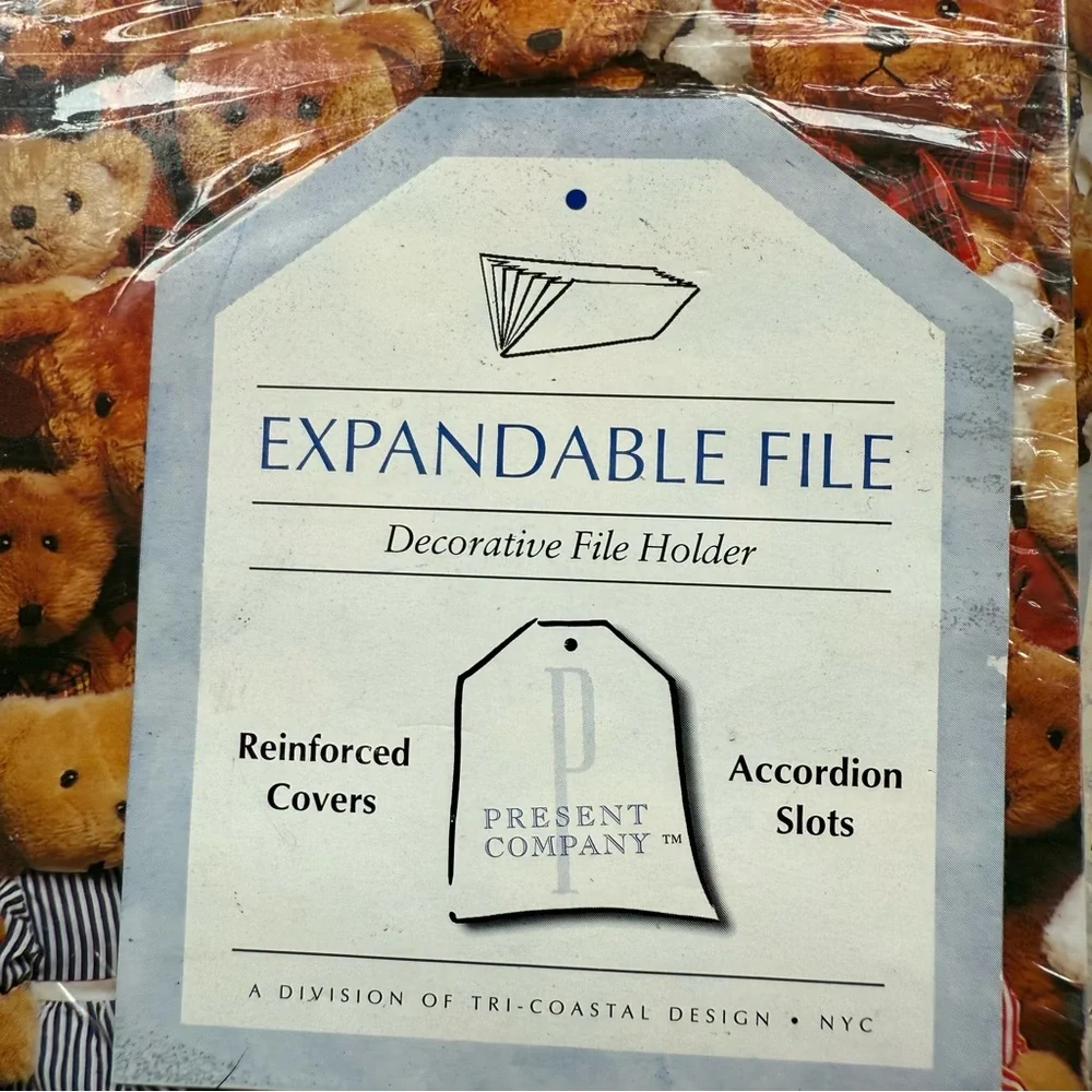 Vintage 90s Y2K Teddy Bear Expandable File Folder Organizers 2 pcs NIP
